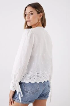 Dorothy Perkins Cutwork Detail Ruffle Top -Dorothy Perkins Shop bqq11933 ivory xl 2