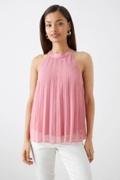 Dorothy Perkins Petite Pleated Chiffon Halter Neck