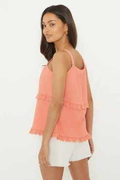 Dorothy Perkins Peitie Broderie Strappy Top -Dorothy Perkins Shop bqq12180 coral xl 2