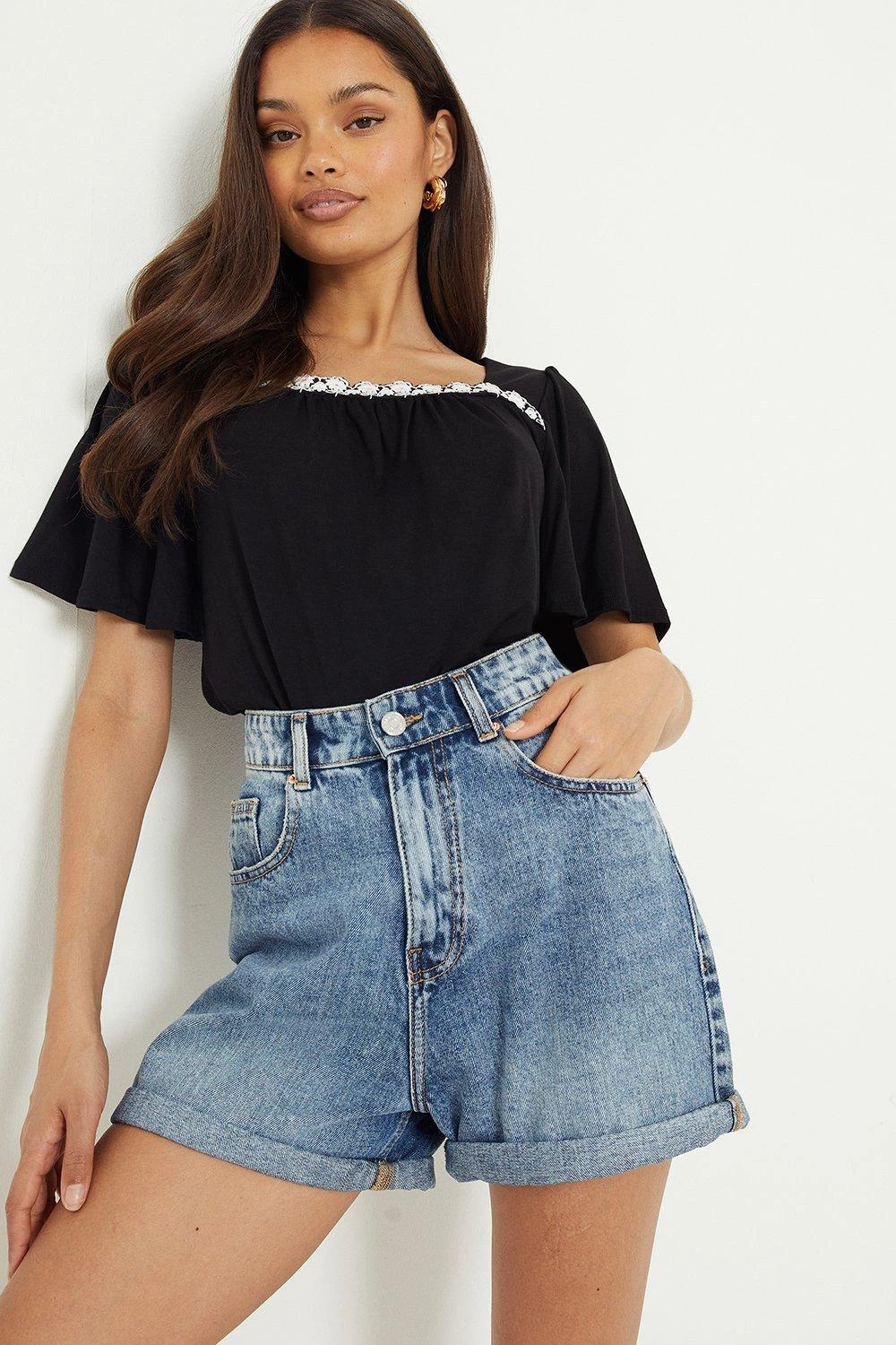 Dorothy Perkins Petite Black Floral Square Neck Top 3 Dorothy Perkins Petite Black Floral Square Neck Top