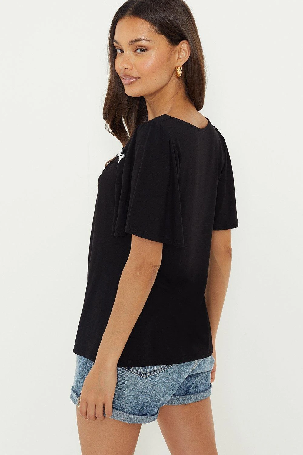 Dorothy Perkins Petite Black Floral Square Neck Top 5 Dorothy Perkins Petite Black Floral Square Neck Top - Image 3