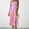 Dorothy Perkins Shirred Bandeau Midi Dress 2 Dorothy Perkins Shirred Bandeau Midi Dress -Dorothy Perkins Shop bqq12276 pink xl