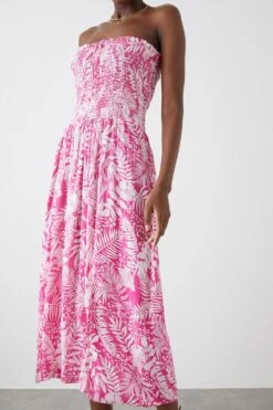 Dorothy Perkins Shirred Bandeau Midi Dress -Dorothy Perkins Shop bqq12276 pink xl 1