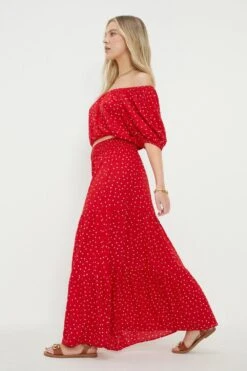 Dorothy Perkins Petite Red Spot Tiered Midi Skirt 7 Dorothy Perkins Petite Red Spot Tiered Midi Skirt -Dorothy Perkins Shop bqq12339 red xl 1