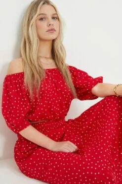 Dorothy Perkins Petite Red Spot Tiered Midi Skirt 8 Dorothy Perkins Petite Red Spot Tiered Midi Skirt -Dorothy Perkins Shop bqq12339 red xl 2