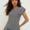 Dorothy Perkins Petite Ruffle Sleeve Striped Top -Dorothy Perkins Shop bqq12529 mono xl