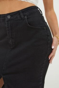 Dorothy Perkins Petite Denim Midi Skirt -Dorothy Perkins Shop bqq12590 black xl 2