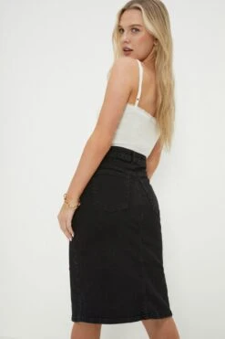 Dorothy Perkins Petite Denim Midi Skirt -Dorothy Perkins Shop bqq12590 black xl 3