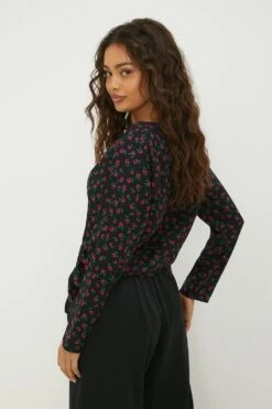 Dorothy Perkins Petite Floral Long Sleeve Wrap Blouse -Dorothy Perkins Shop bqq12992 pink xl 2