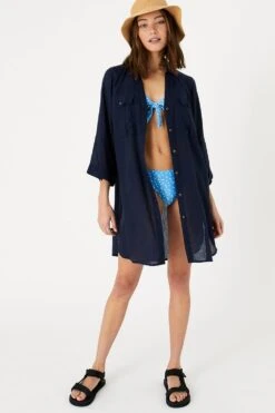 Accessorize Long Sleeve Beach Shirt -Dorothy Perkins Shop m5045462665003 blue xl 2