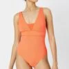 Accessorize Ribbed 'Lexi' Shaping Swimsuit -Dorothy Perkins Shop m5045462936684 orange xl