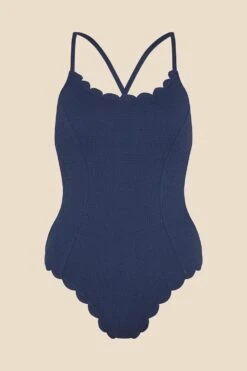 Accessorize Textured Scallop Swimsuit -Dorothy Perkins Shop m5045463209411 blue xl 3