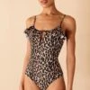Accessorize Leopard Frill Swimsuit -Dorothy Perkins Shop m5045463209503 brown xl