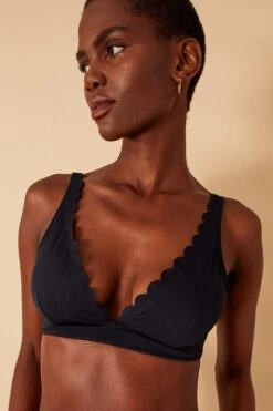 Accessorize Scallop Trim High Apex Bikini Top -Dorothy Perkins Shop m5045463209992 black xl 1