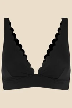 Accessorize Scallop Trim High Apex Bikini Top -Dorothy Perkins Shop m5045463209992 black xl 3