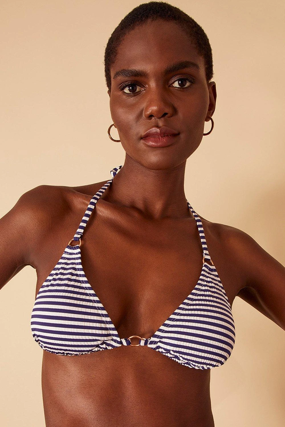 Accessorize Ring Detail Stripe Triangle Bikini Top 4 Accessorize Ring Detail Stripe Triangle Bikini Top - Image 2
