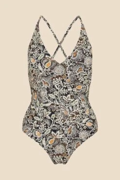 Accessorize Bohemian Floral Plunge Shaping Swimsuit -Dorothy Perkins Shop m5045463215696 natural xl 2