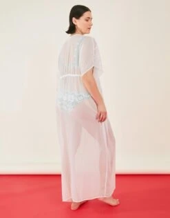 Accessorize Palm Embroidered Kimono -Dorothy Perkins Shop m5045463446007 ivory xl 2