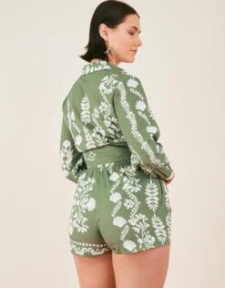 Accessorize Ornamental Tie Front Shirt -Dorothy Perkins Shop m5045463454286 green xl 2