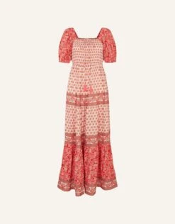 Accessorize Shell Print Puff Sleeve Midi Dress -Dorothy Perkins Shop m5045463490185 orange xl 3