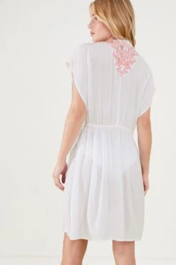 Accessorize Shell Embroidered Tie Waist Kaftan -Dorothy Perkins Shop m5045463494237 white xl 2