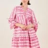 Accessorize Print Jacquard Flute Sleeve Dress With Sustainable Cotton 2 Accessorize Print Jacquard Flute Sleeve Dress With Sustainable Cotton -Dorothy Perkins Shop m5045463527140 pink xl